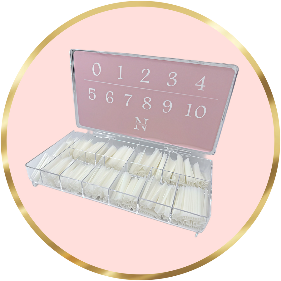 Nagelexperten rosa nagelbuffer med svart text
