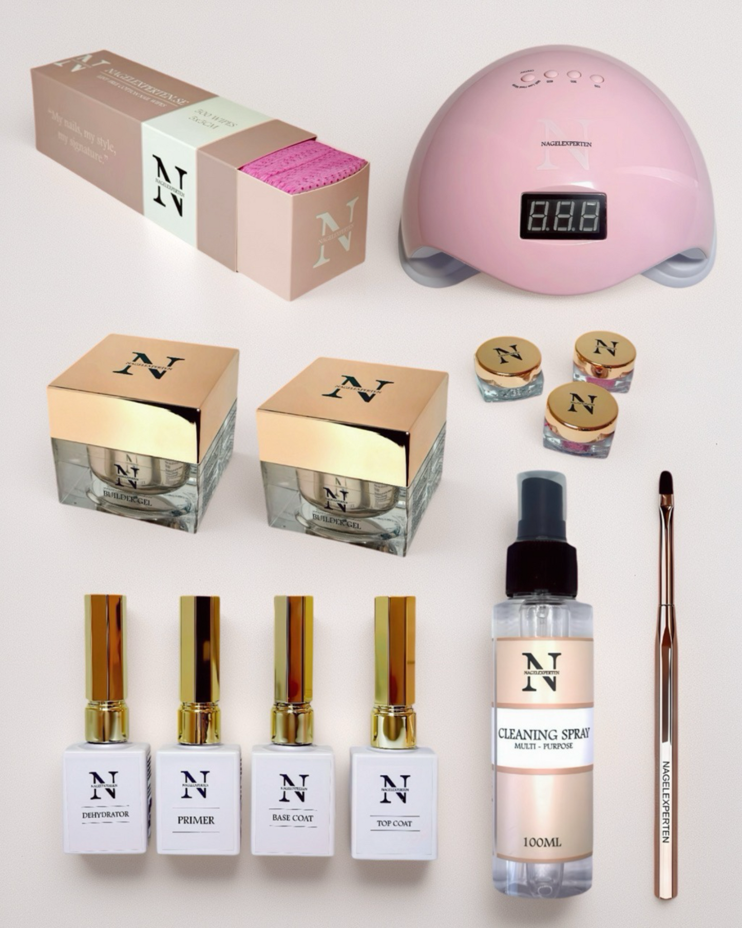 Rakennusgeelin aloituspakkaus - UV-lampulla (Vaaleanpunainen)