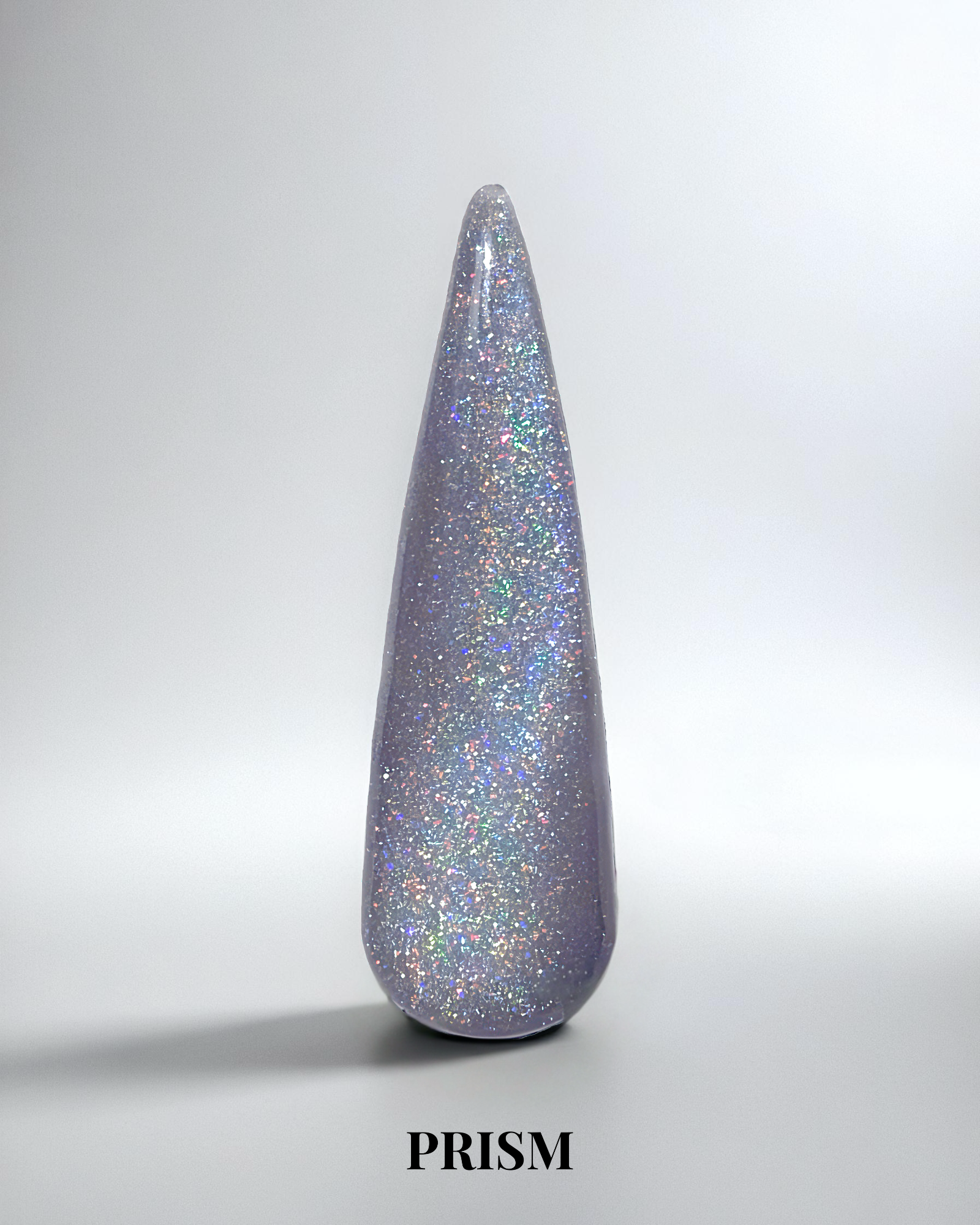 Silvrigt holografiskt cat eye gellack i färgen Prism som glittrar i flera färger.