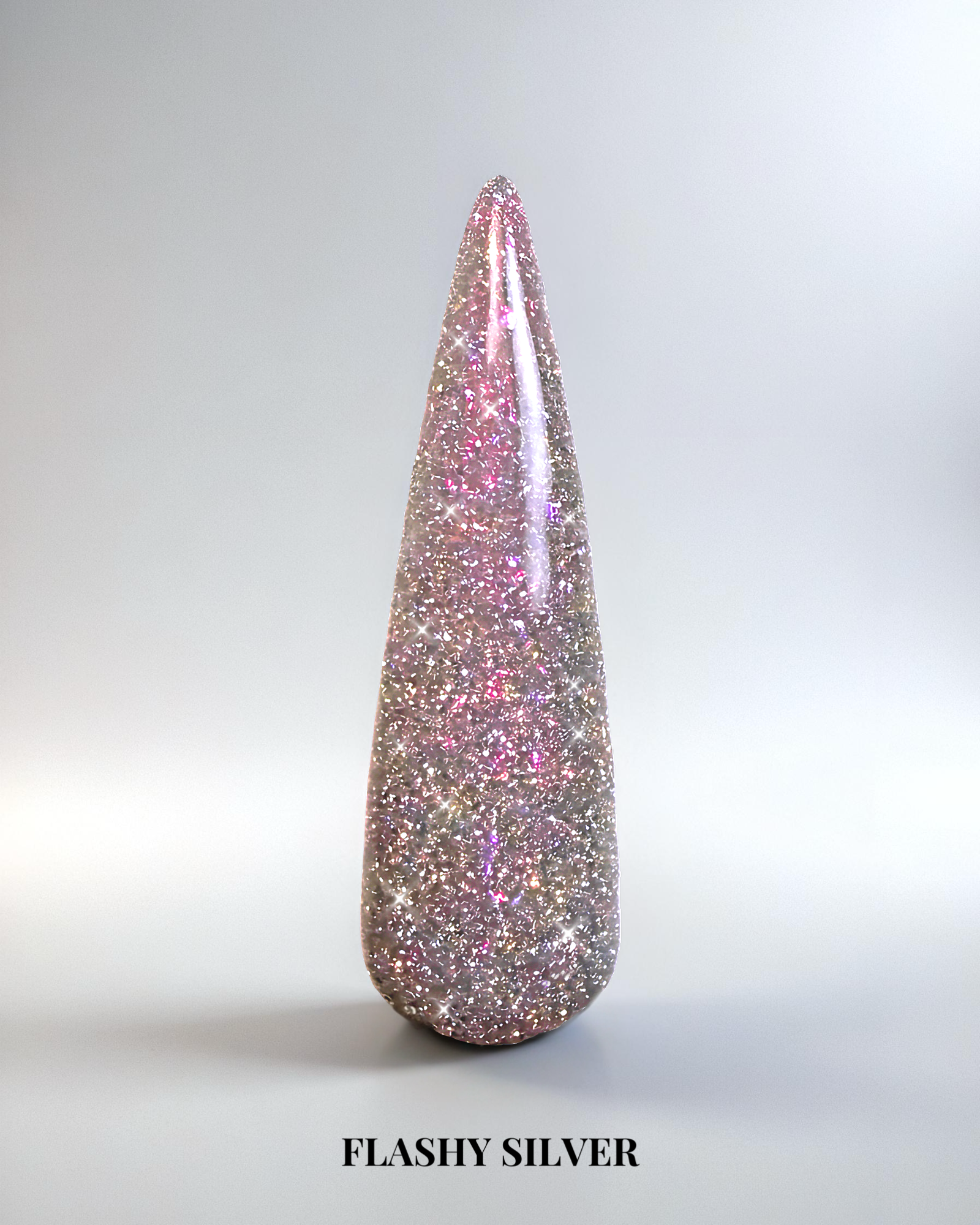 Silvrigt gellack med flash glitter för naglar.