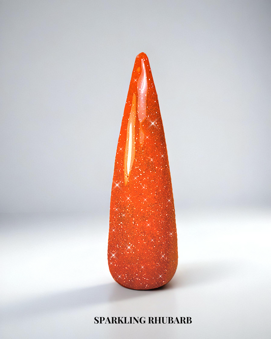 Orange flash glitter gellack i färgen Sparkling rhubarb för naglar